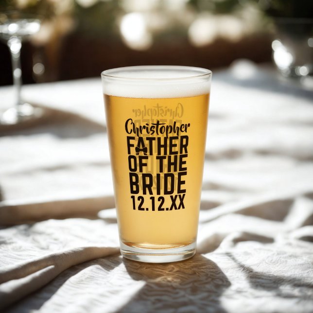 Father of the Bride Glass Wedding Parent Gift (Treat the Father of the Bride to this glass with his name and your wedding date. )