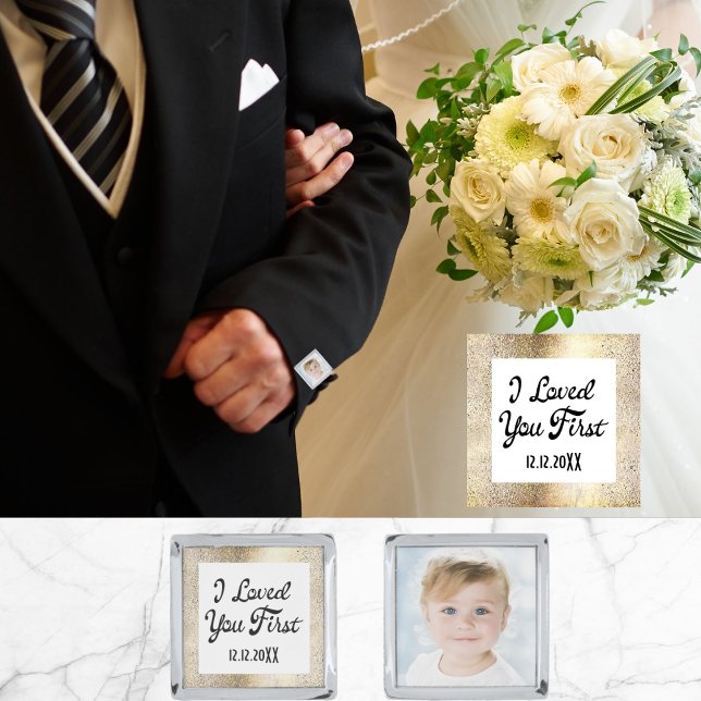 Father of The Bride Gold Custom Photo Cufflinks (Creator Uploaded)