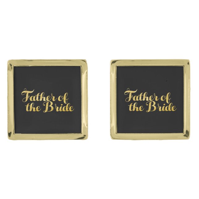 Father of the bride gold gold cufflinks (Front)