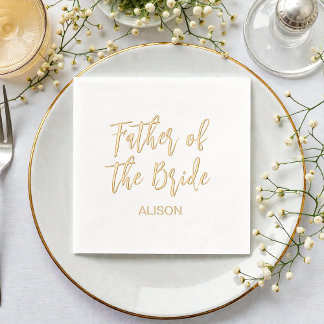 Father of the Bride Gold White Foil Napkins