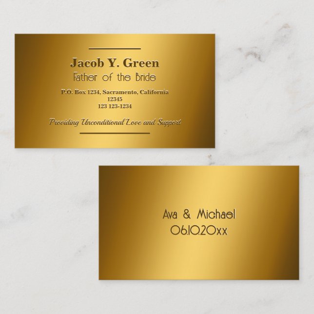 Father of the Bride Golden Business Card (Front/Back)