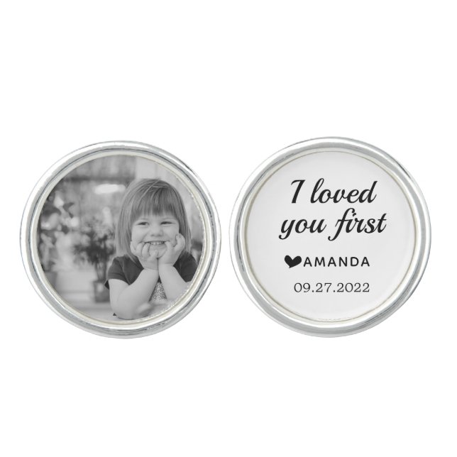 Father of the Bride I loved you first Photo Cufflinks (Front)