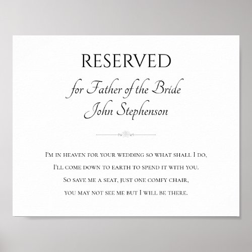 Father of the Bride Im In Heaven For Your Wedding Poster