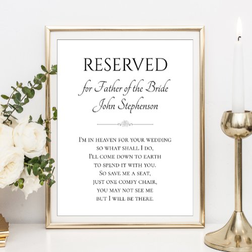Father of the Bride Im In Heaven Memorial Wedding Poster