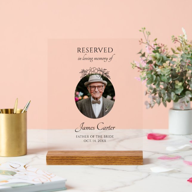 Father Of The Bride In Loving Memory Wedding Acrylic Sign (Wedding)