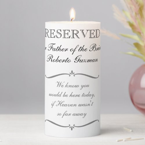 Father of the Bride Memorial Reserved Wedding Pillar Candle