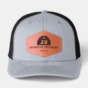 Father of the Bride Monogram Wedding Leather Patch Hat