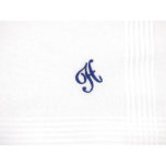 Father Of The Bride Monogrammed Handkerchief<br><div class="desc">The traditional handkerchief is made with a soft 100% cotton and edged with a classic satin banded design. This soft touch handkerchief measures approximately 16.5” x 16.5”. The satin banded handkerchief is finished with personalized embroidery done in a navy blue thread. It is recommended that you hand wash the handkerchiefs...</div>