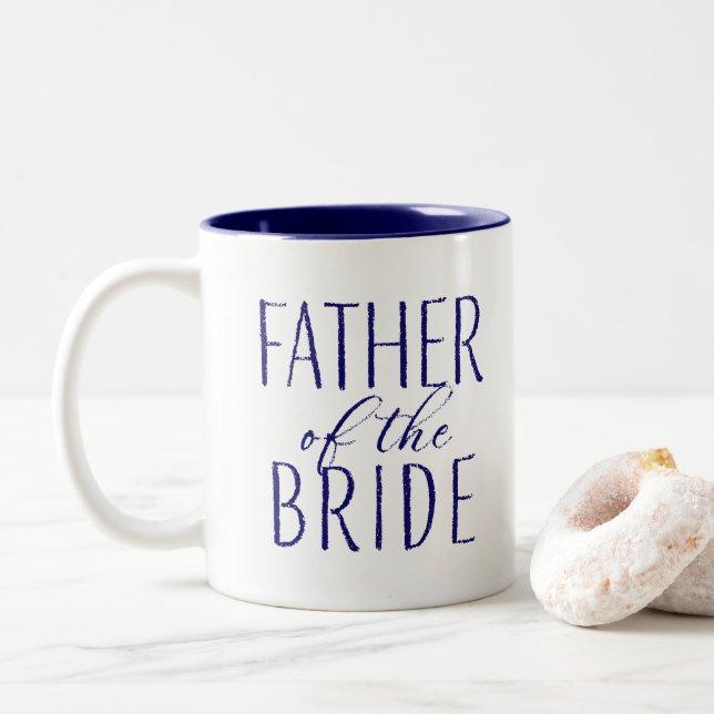 Father of the Bride Navy Blue Two-Tone Coffee Mug (With Donut)