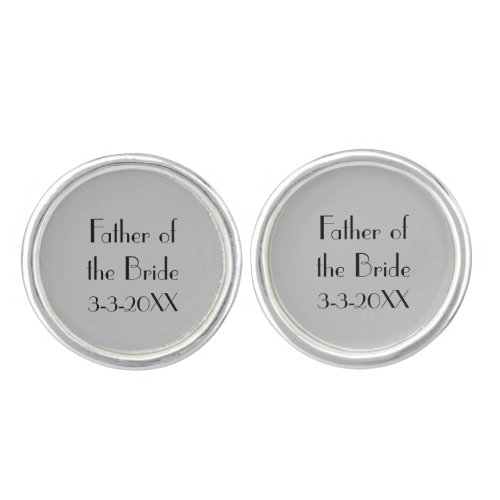Father of the Bride or Groom Gift Gray and Black  Cufflinks