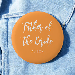 Father of the Bride Orange White Button