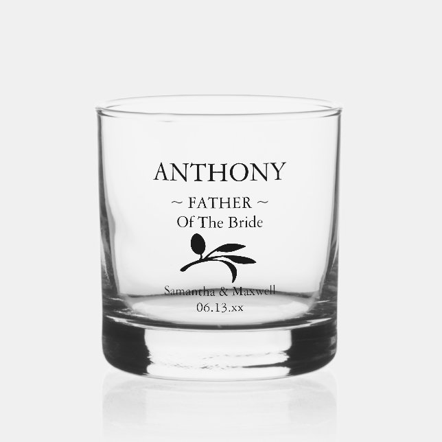 Father of the Bride Personalized Wedding Party Whiskey Glass (Front)