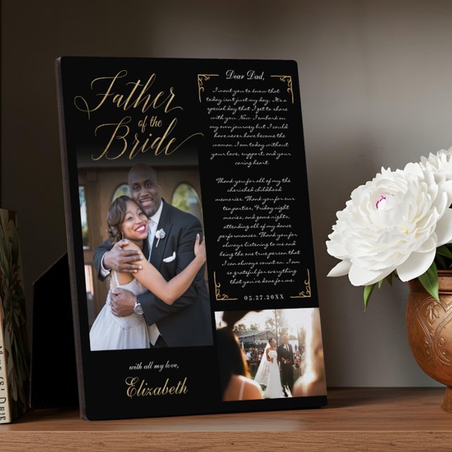Father of the Bride Personalized Wedding Photo Plaque (Father of the Bride Photos Wedding Memory Keepsake Plaque)