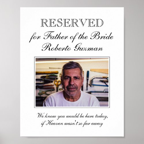 Father of the Bride Photo Memorial Chair Wedding Poster