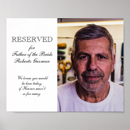 Father of the Bride Photo Memorial Seat Wedding Poster