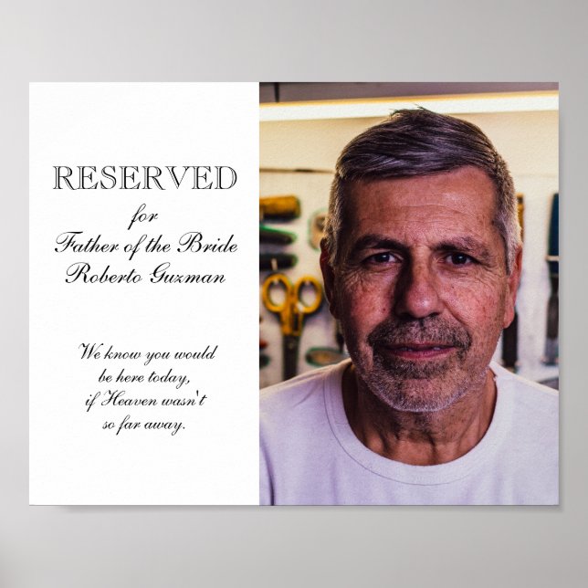 Father of the Bride Photo Memorial Seat Wedding Poster (Front)