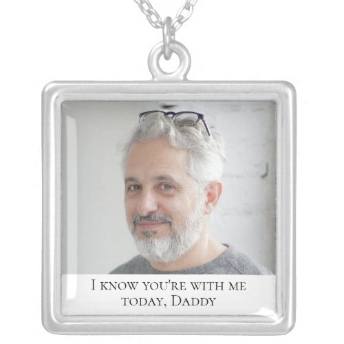 Father of the Bride Photo Memorial Wedding Day Silver Plated Necklace