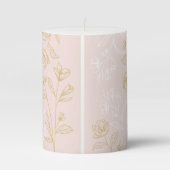 Father of the Bride | Pink Floral Pattern Wedding Pillar Candle (Back)