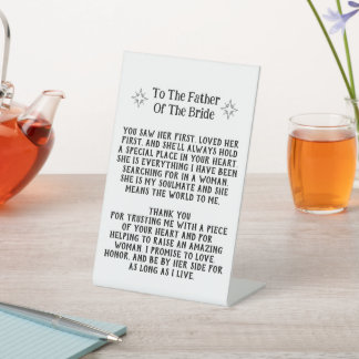 Father Of The Bride Plague Wedding Keepsake Gift Pedestal Sign