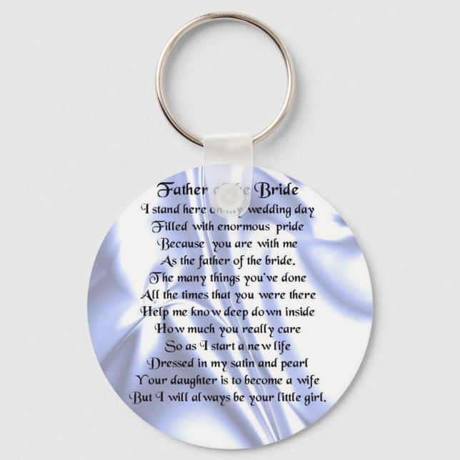 Father of the Bride Poem - Blue Silk Keychain (Front)