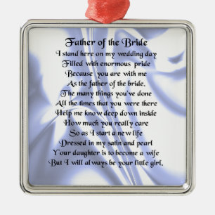 Father of the Bride Poem - Blue Silk Metal Ornament