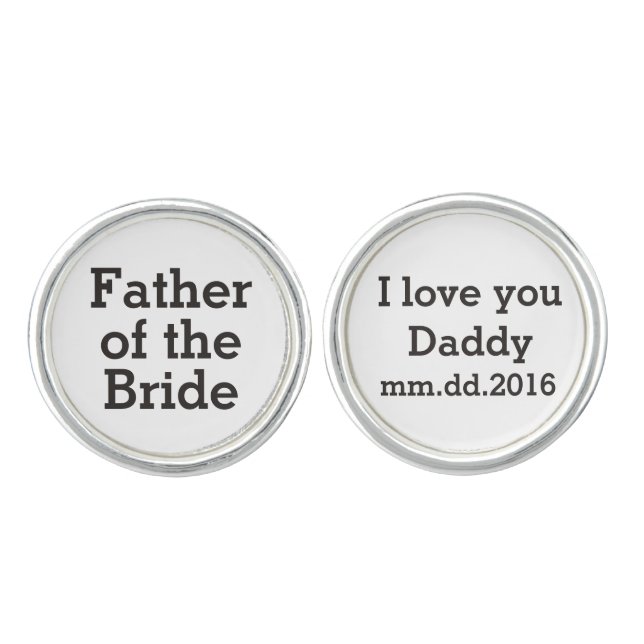 Father of the Bride Present Wedding Gift Cufflinks (Front)
