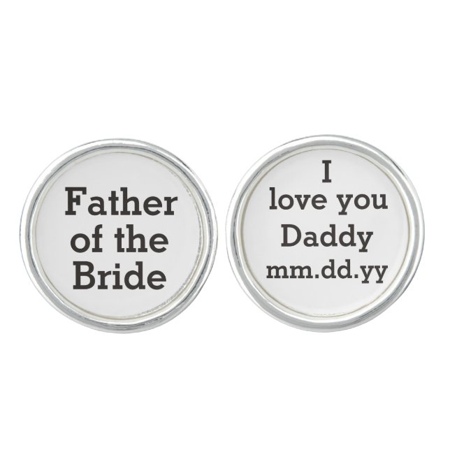 Father of the Bride Present Wedding Gift Cufflinks (Front)