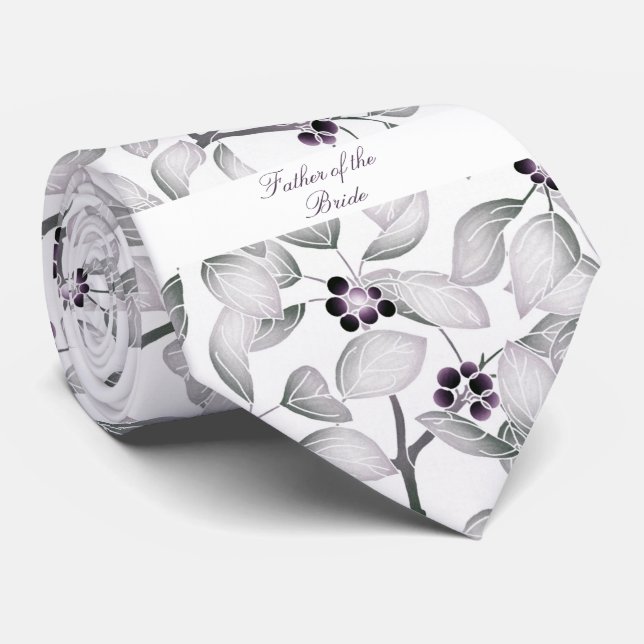 Father of the Bride Purple Black White Neck Tie (Rolled)