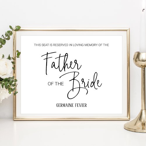 Father of the Bride Reserved Seat Memorial Wedding Poster