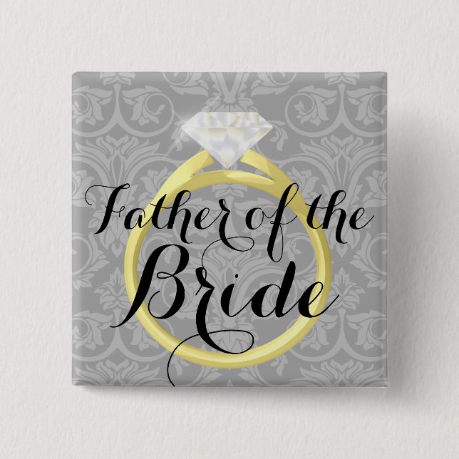 Father of the Bride Ring Wedding Party Button (Front)