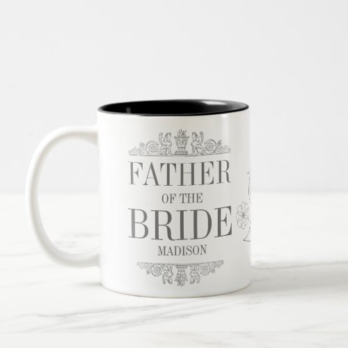 Father of the bride Rustic gray Wedding Monogram Two_Tone Coffee Mug