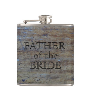 Father of the Bride Rustic Wedding Wood Grain Hip Flask