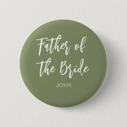 Father of the Bride Sage Green White  Button