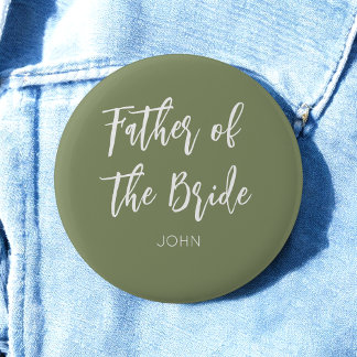 Father of the Bride Sage Green White  Button