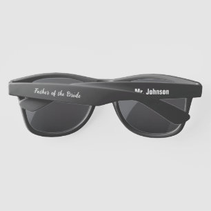 Father of the Bride Script Black White Name Text Sunglasses