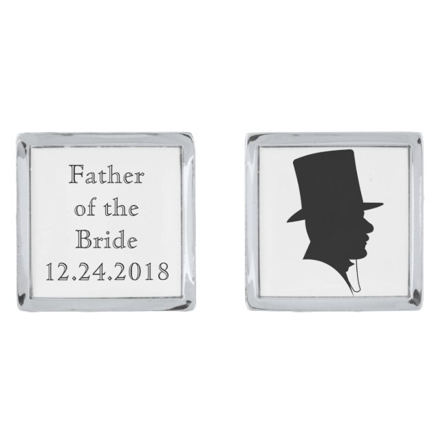Father of the Bride Silver Cufflinks (Front)