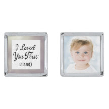 Father of The Bride Silver Custom Photo Cufflinks