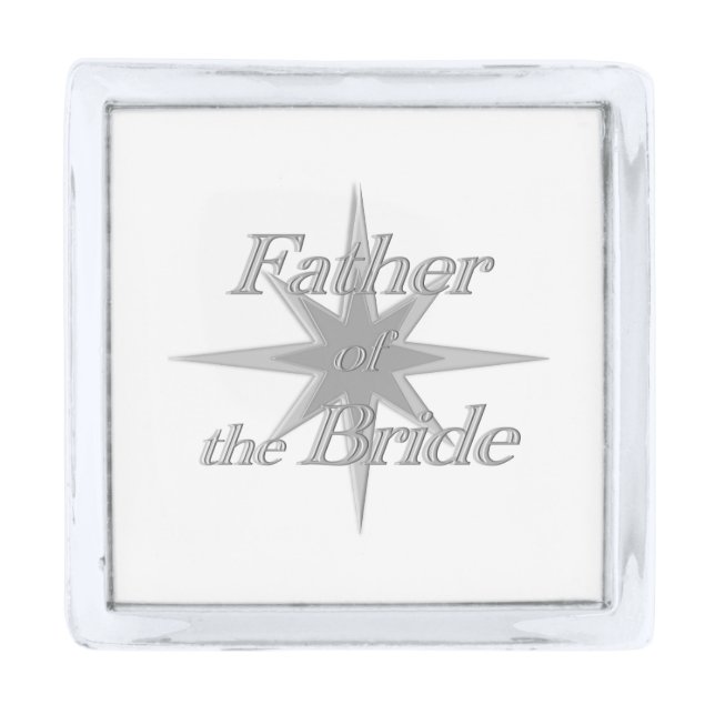Father of the Bride Silver Finish Lapel Pin (Front)