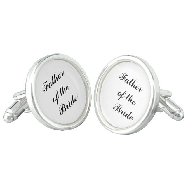 "Father of the Bride" Silver Plated Cufflinks (Angled)