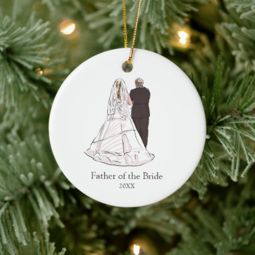 Father Of The Bride Simple Personalized Christmas Ceramic Ornament