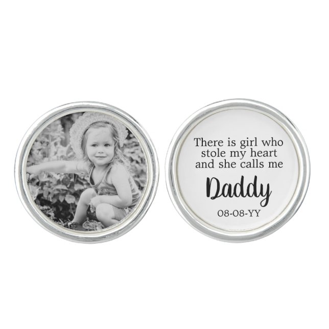 Father of the Bride Stole Heart Calls Me Dad Photo Cufflinks (Front)