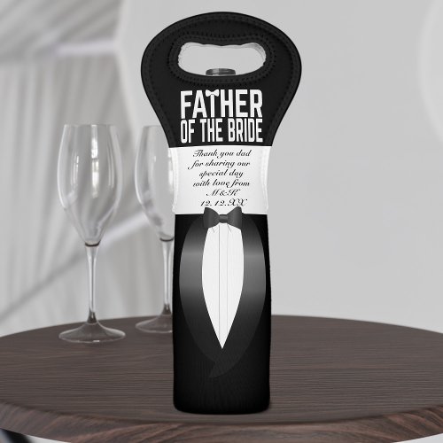 Father of The Bride Thank You Tuxedo Wedding Wine Bag