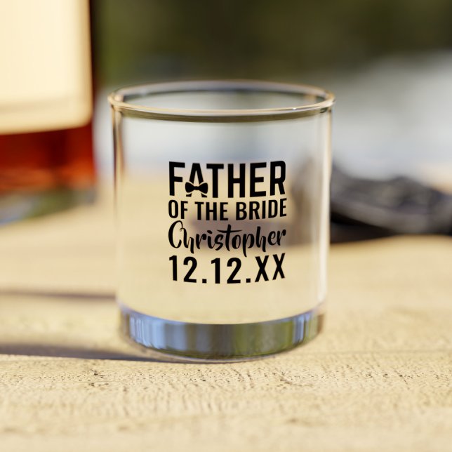 Father of the Bride Thank You Whiskey Glass (Lovely gift for the father of the bride (or groom) Just add his name, your wedding date & a message)