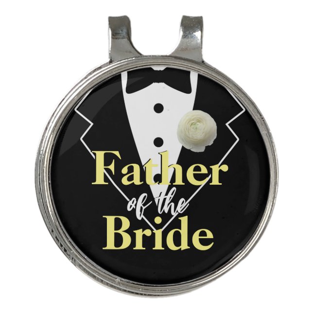 Father of the Bride Tuxedo Personalized Wedding Golf Hat Clip (Front)