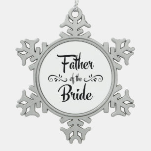Father of the Bride Vintage Style Christmas Snowflake Pewter Christmas Ornament