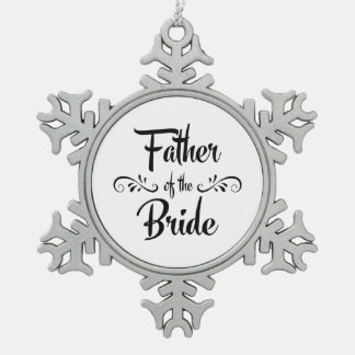 Father of the Bride Vintage Style Christmas Snowflake Pewter Christmas Ornament