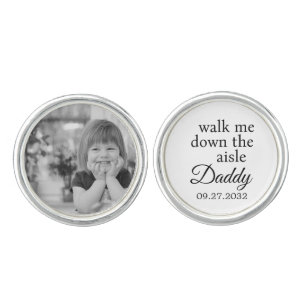 Father of the Bride Walk me Down the Aisle Photo Cufflinks