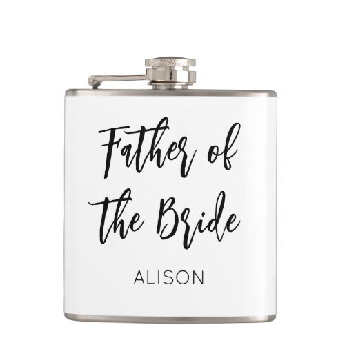 Father of the Bride Wedding Black White Flask