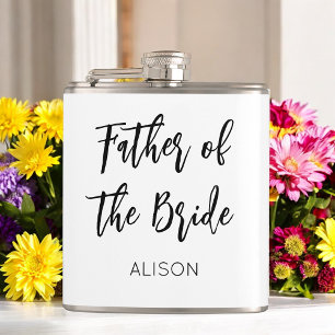 Father of the Bride Wedding Black White Flask