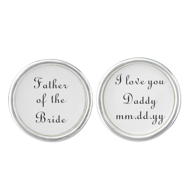 Father of the Bride Wedding Day Gift Dad Cufflinks (Front)